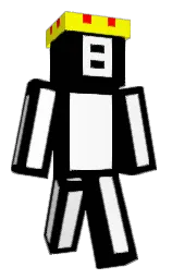 black and white Minecraft skin — Classic model — first worn by Master_8Ball