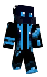 black and blue charcoal Minecraft skin — Classic model — first worn by B1ueNeon