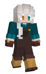 woody brown and teal blue Minecraft skin — Slim model