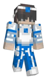science blue and white Minecraft skin — Classic model — first worn by Dominicshortbow