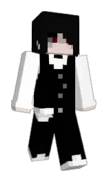 black and white Minecraft skin — Classic model — first worn by KuraiOkami999