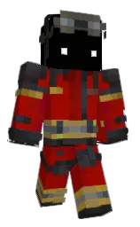 bright red and black Minecraft skin — Classic model — first worn by TUNA0602