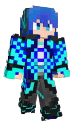 cyan / aqua and blue Minecraft skin — Classic model