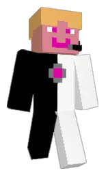 white and black Minecraft skin — Classic model — first worn by OLEG_GAMING