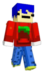 red and blue Minecraft skin — Classic model