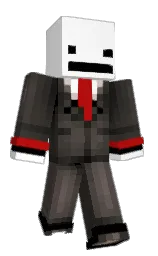white and black Minecraft skin — Classic model — first worn by Racapadexxa