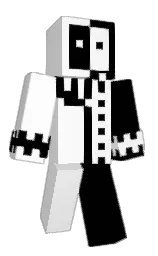 white and black Minecraft skin — Classic model — first worn by meltitan