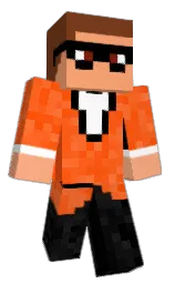 black and international orange Minecraft skin — Classic model