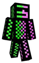 black and green Minecraft skin — Classic model — first worn by ProfessorJM7