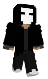 black and cod gray Minecraft skin — Classic model — first worn by MinerChikens