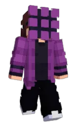 black and vivid violet Minecraft skin — Slim model — first worn by JustSwan