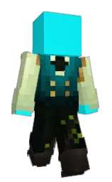 cyan / aqua and racing green Minecraft skin — Classic model — first worn by pancakeman12o