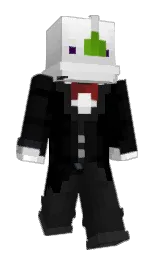 black and cod gray Minecraft skin — Slim model — first worn by JustGiveMeTea