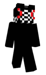 black and white Minecraft skin — Slim model — first worn by Zuarig