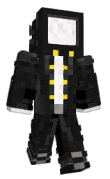 black and cod gray Minecraft skin — Classic model — first worn by SCPUnKnownEntity