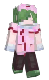 pig pink and glade green Minecraft skin — Slim model — first worn by soramiuu