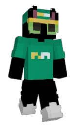black and elf green Minecraft skin — Slim model — first worn by KH0NS