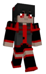 black and bright red Minecraft skin — Classic model — first worn by KryoSys_