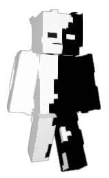 black and white Minecraft skin — Slim model