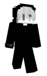 black and white Minecraft skin — Slim model — first worn by Delawares