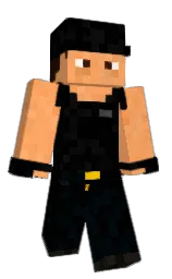 atomic tangerine and black Minecraft skin — Classic model — first worn by Pollart