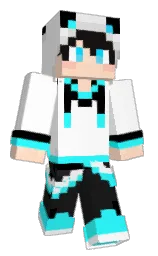 white and cyan / aqua Minecraft skin — Classic model — first worn by toynumber
