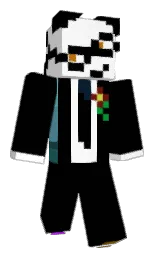 black and white Minecraft skin — Classic model — first worn by hebibus
