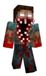 white and bright red Minecraft skin — Classic model — first worn by Mumutche