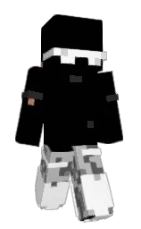 black and silver Minecraft skin — Slim model — first worn by zzironic