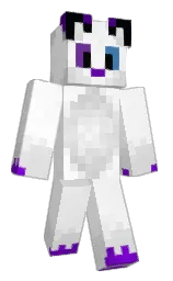 white and black Minecraft skin — Classic model — first worn by FlamingFoxo