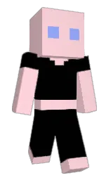 pastel pink and black Minecraft skin — Slim model — first worn by eggbottomtext