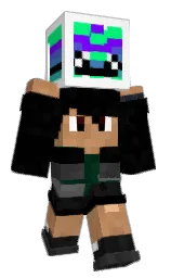 black and spring green Minecraft skin — Classic model