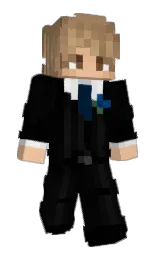 black and chalky Minecraft skin — Slim model — first worn by KyaInMC