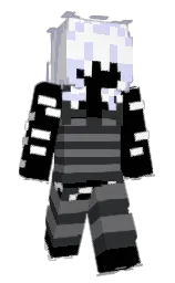 black and white Minecraft skin — Slim model