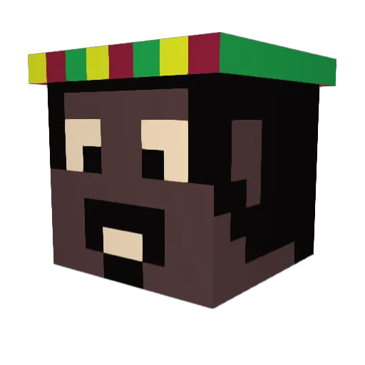 0110010101011010 Minecraft avatar head, 3D render