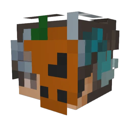 08BN Minecraft avatar head, 3D render