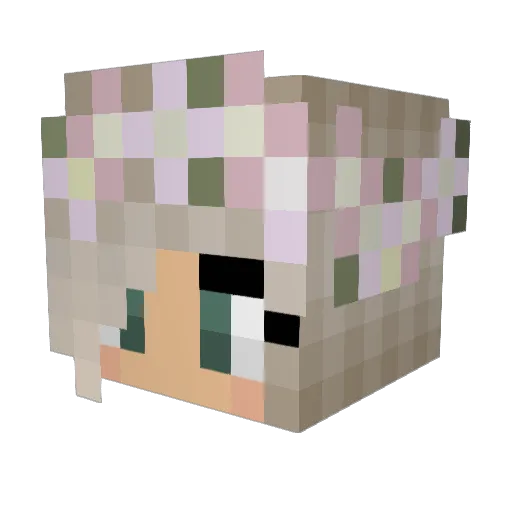 0Crystal Minecraft avatar head, 3D render