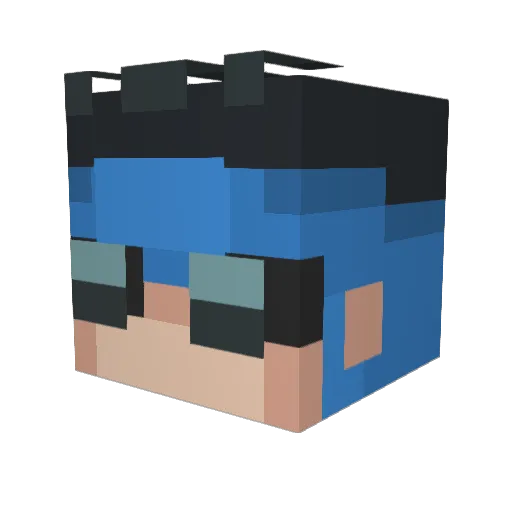 0___DeVI___0 Minecraft avatar head, 3D render