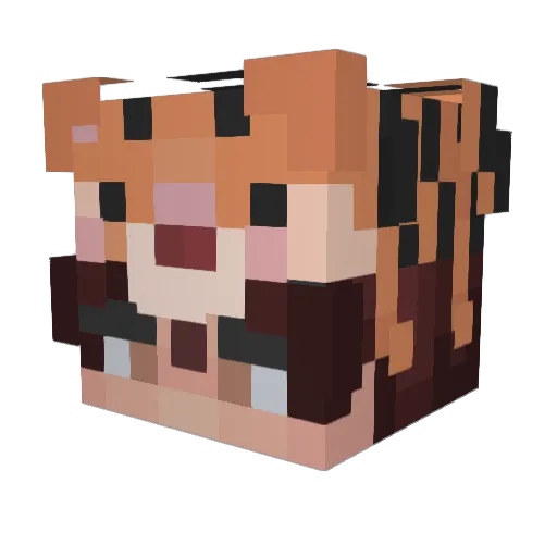 0hTiger Minecraft avatar head, 3D render