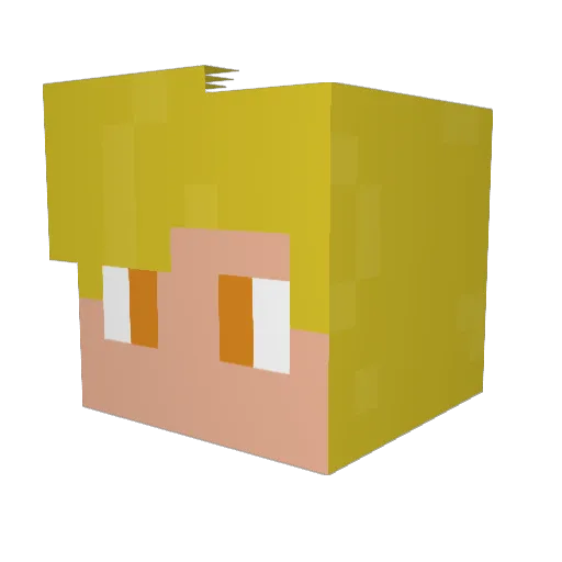 100digitPI Minecraft avatar head, 3D render