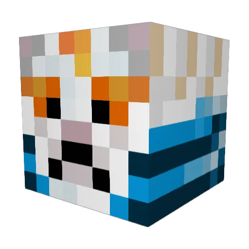 116_Tiger Minecraft avatar head, 3D render