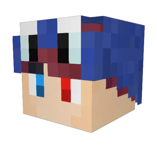 1ALUNA1 Minecraft avatar head, 3D render