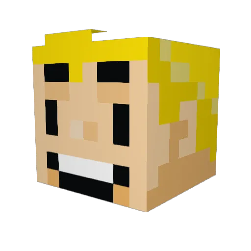 1Bambo Minecraft avatar head, 3D render
