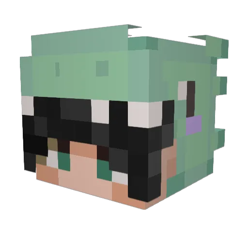 1Iost Minecraft avatar head, 3D render