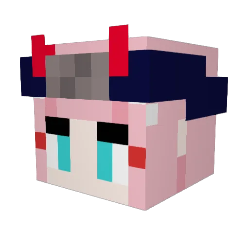 1LegendZeroTwo Minecraft avatar head, 3D render