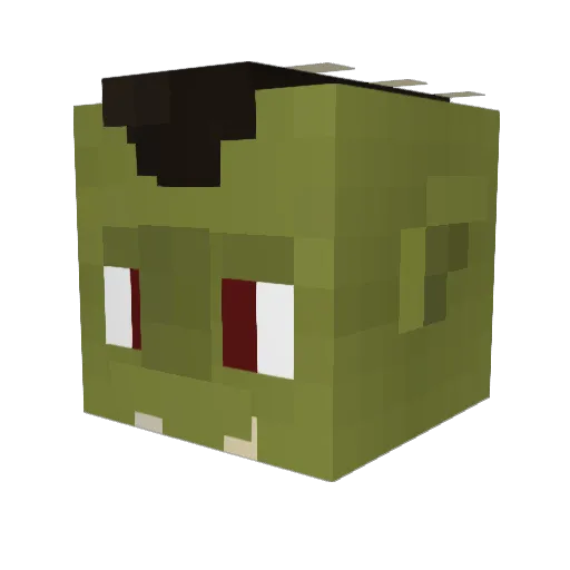 1_Goblin_1 Minecraft avatar head, 3D render