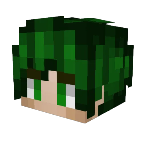 1_Hero_Deku Minecraft avatar head, 3D render