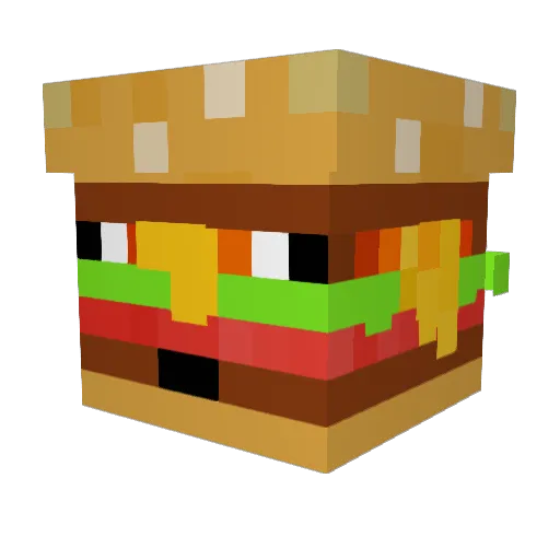 1_burger Minecraft avatar head, 3D render