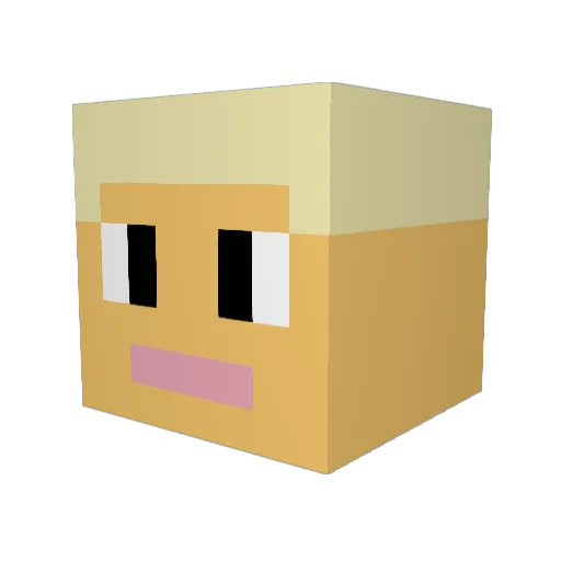 1uca_04 Minecraft avatar head, 3D render