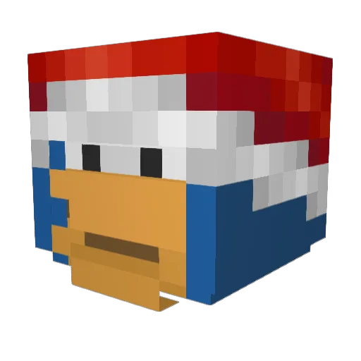 1zg Minecraft avatar head, 3D render